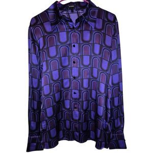 Vintage Escada Silk Blouse Top Purple Size 42